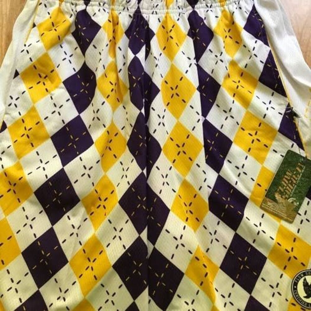 Brand New With Tags, Purple And Yellow Argyle Flow Society Lacrosse Shorts
